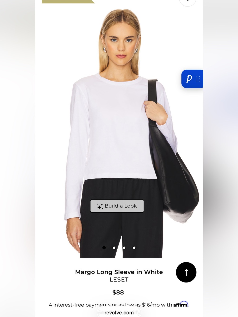 LESET Margo Crewneck Long Sleeve Top in White
